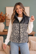 Wild Side Leopard Print Puffer Vest