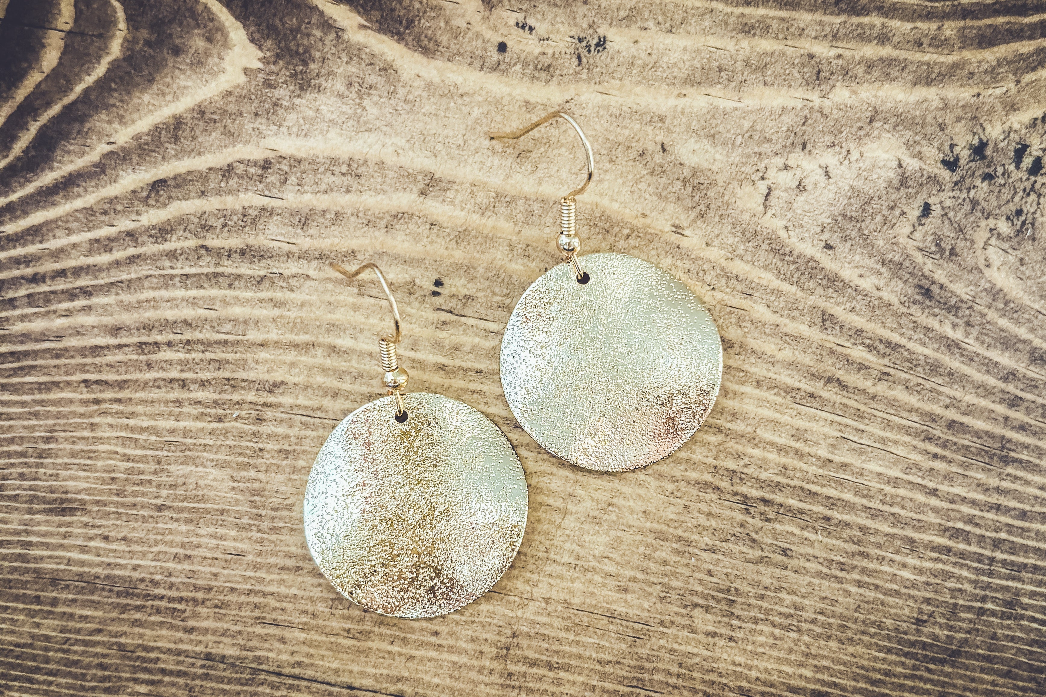 Beautiful Hammered Gold Drop Earrings