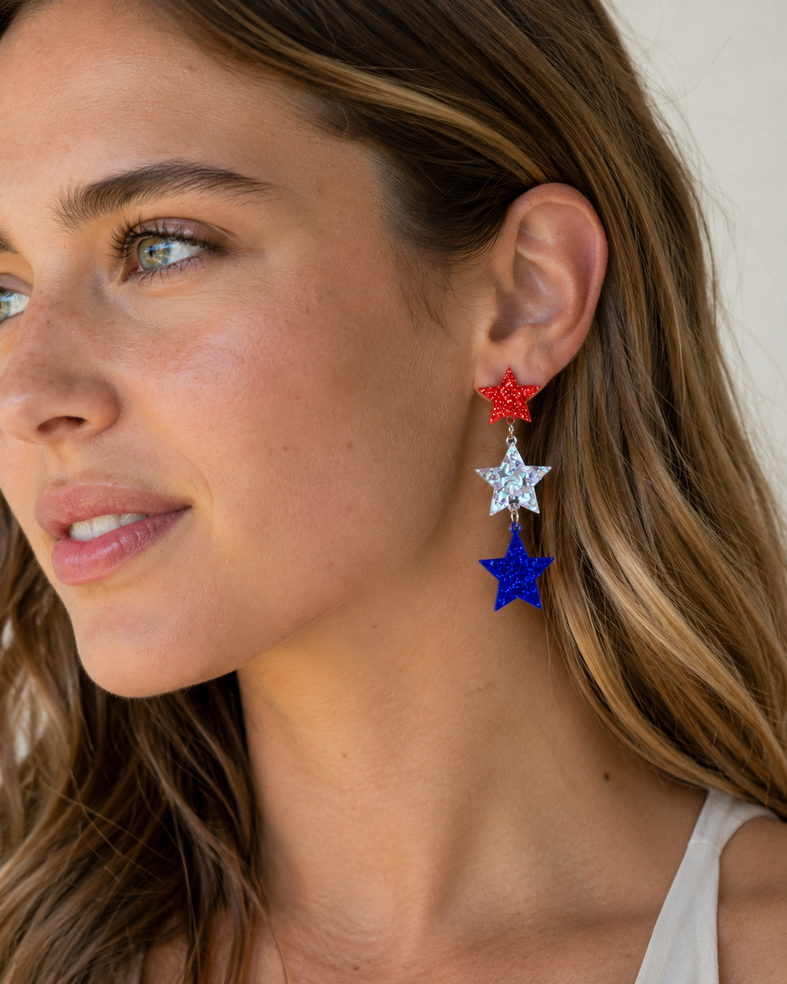 Patriotic Dangle Star Earrings