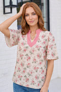 Rosy Garden Flutter Sleeve Blouse