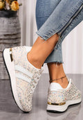 White Leopard Low Top Sneakers