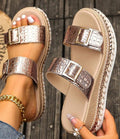 Gold Metallic Buckle Wedge