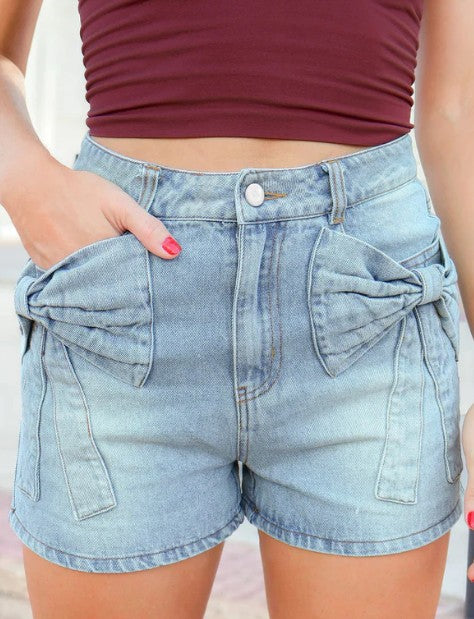 Blue Bow Denim Shorties