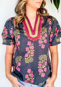 Black Floral Plus Blouse