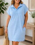 Blue Plus Scallop Dress