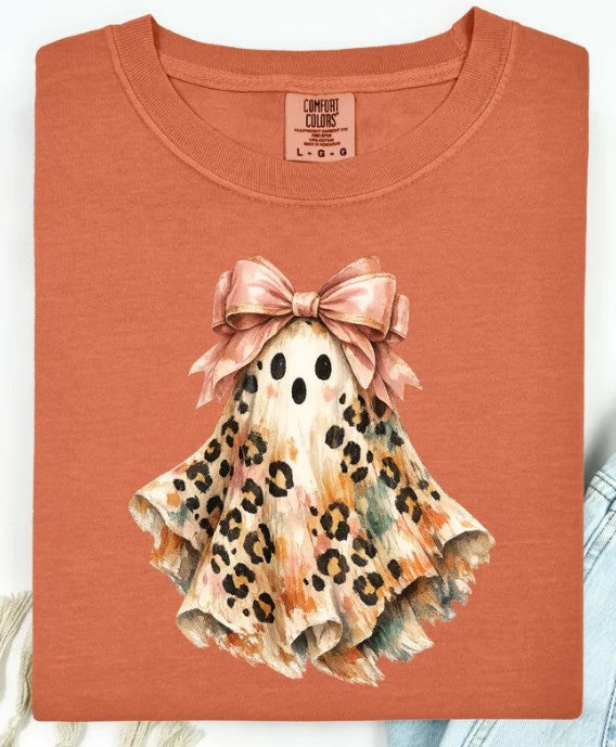 Leopard Ghost With Bow Tee