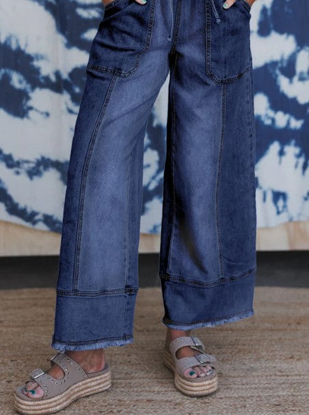 Seam-Detail Raw Hem Pants