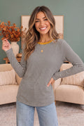 Stripe It Up Long Sleeve Tee in Olive